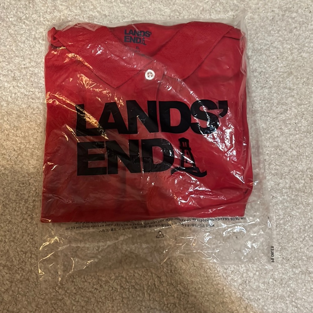 Lands end red uniform collared shirt BRAND NEW